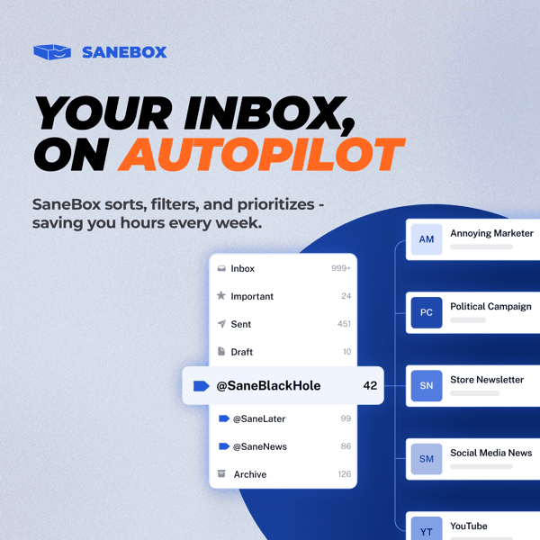 SaneBox - Your Inbox, on Autopilot