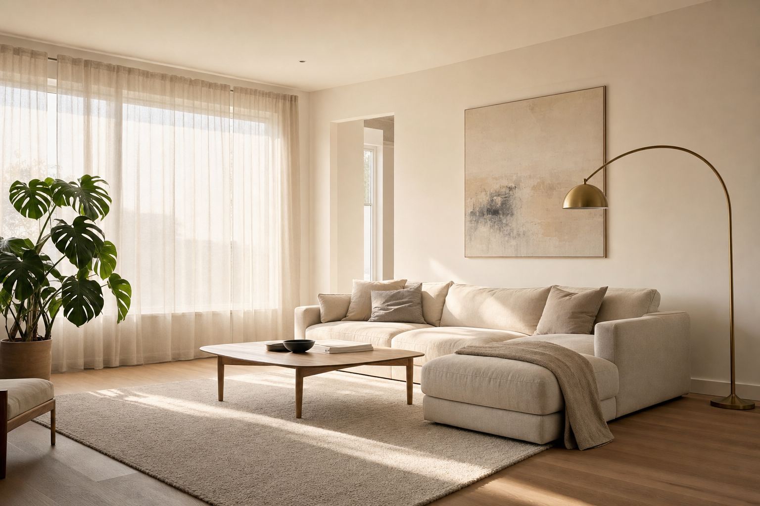 Photoreal sunlit Scandinavian minimalist living room, generated with GPT Image 2