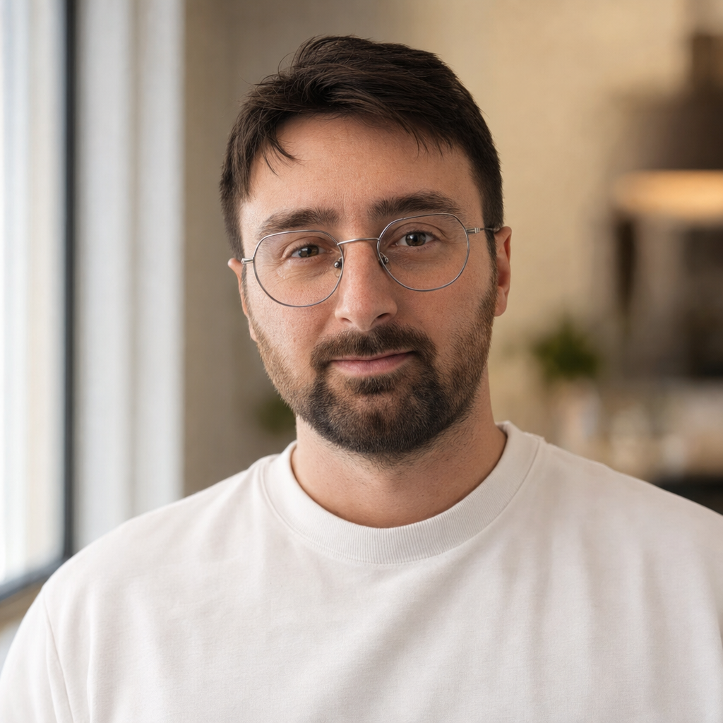 Warm natural-light portrait of the author by a window with a relaxed expression, generated with GPT Image 2