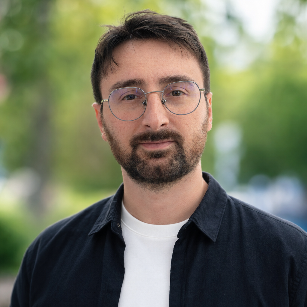 Natural outdoor daylight portrait of the author with green park bokeh, generated with GPT Image 2