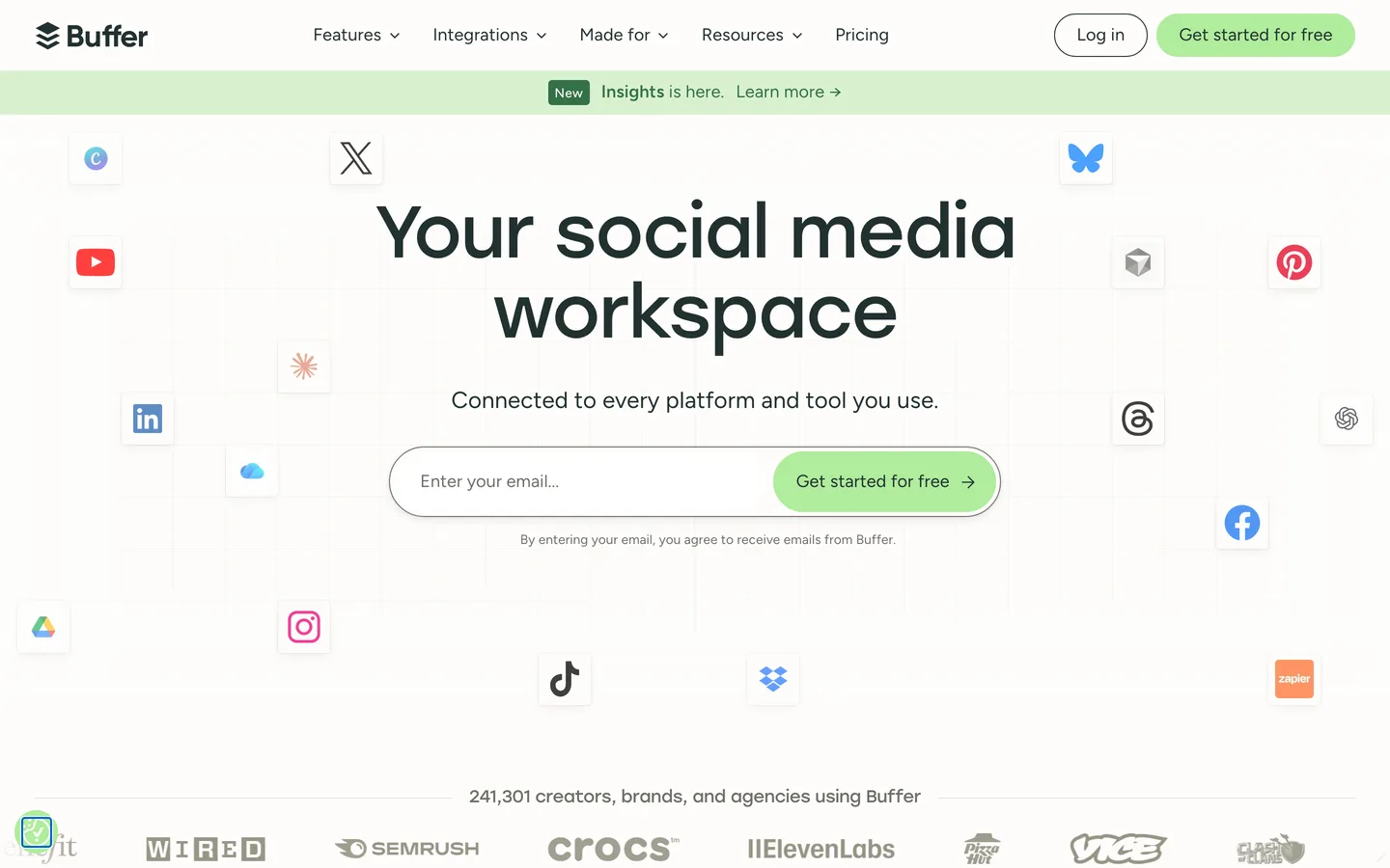 Buffer homepage as of August 2026