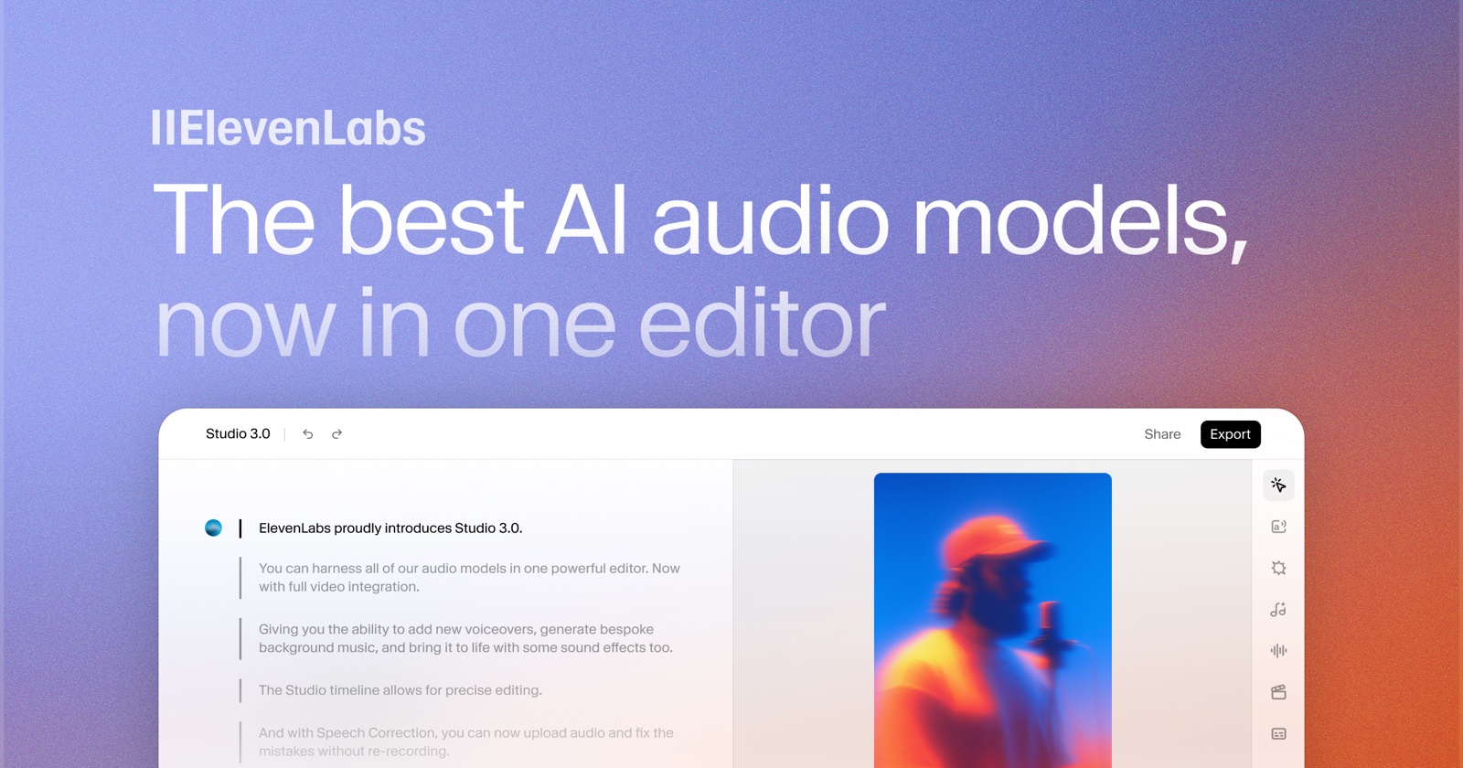 ElevenLabs Studio 3.0 Editor kombiniert Stimme, Musik und Soundeffekte in einer Timeline