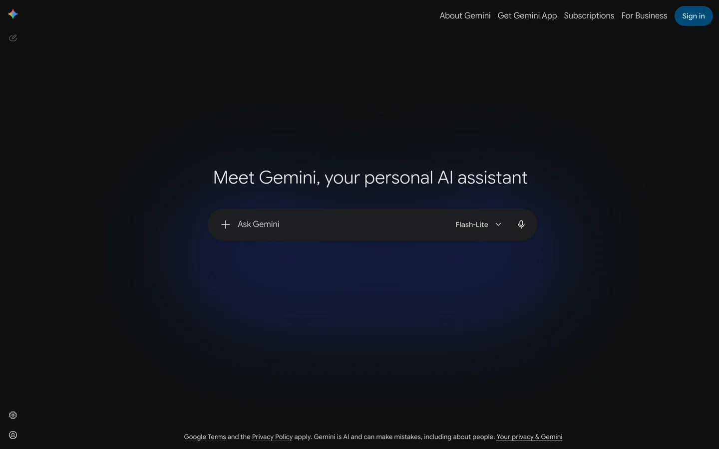 Google Gemini homepage as of August 2026