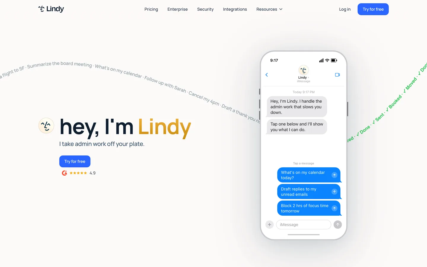 Lindy Startseite, Stand August 2026