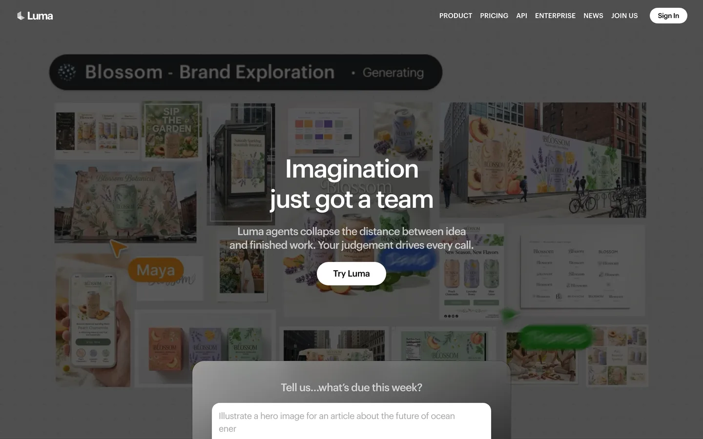 Luma Dream Machine homepage as of August 2026