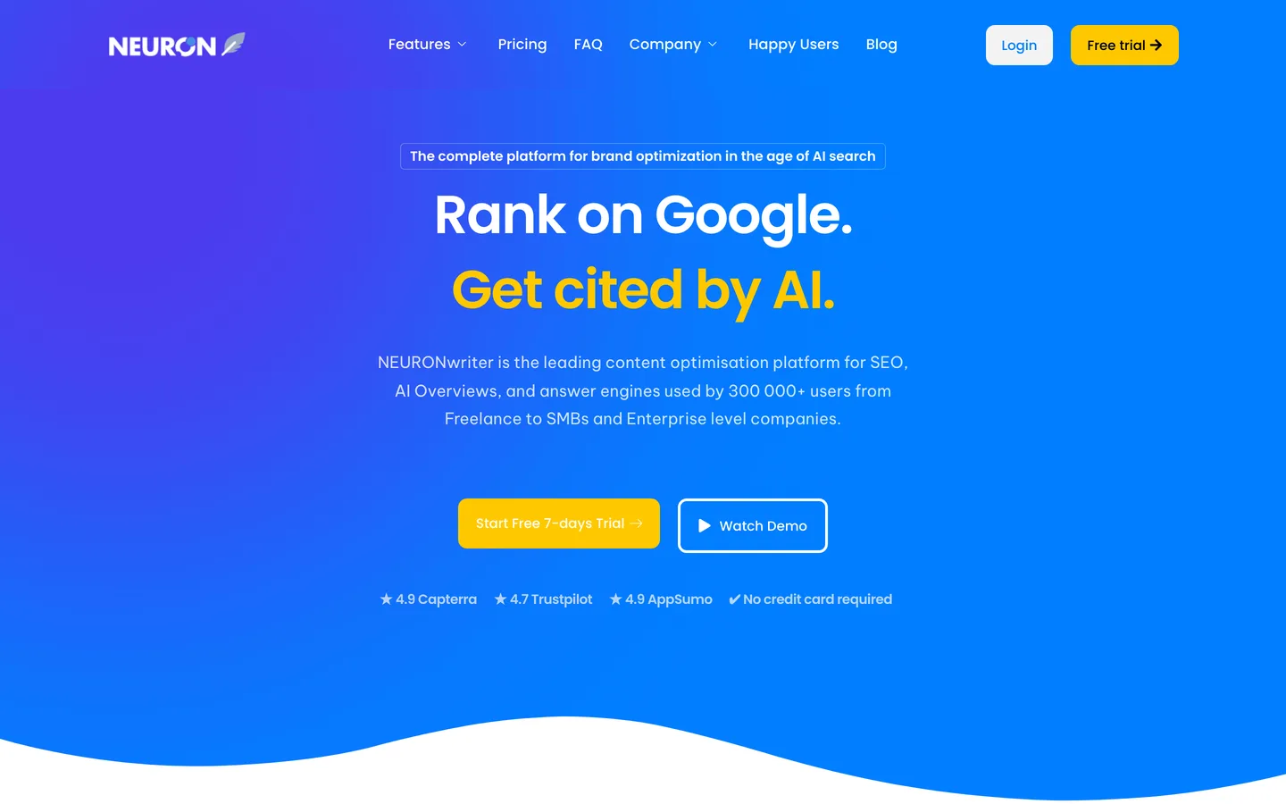NeuronWriter homepage as of August 2026