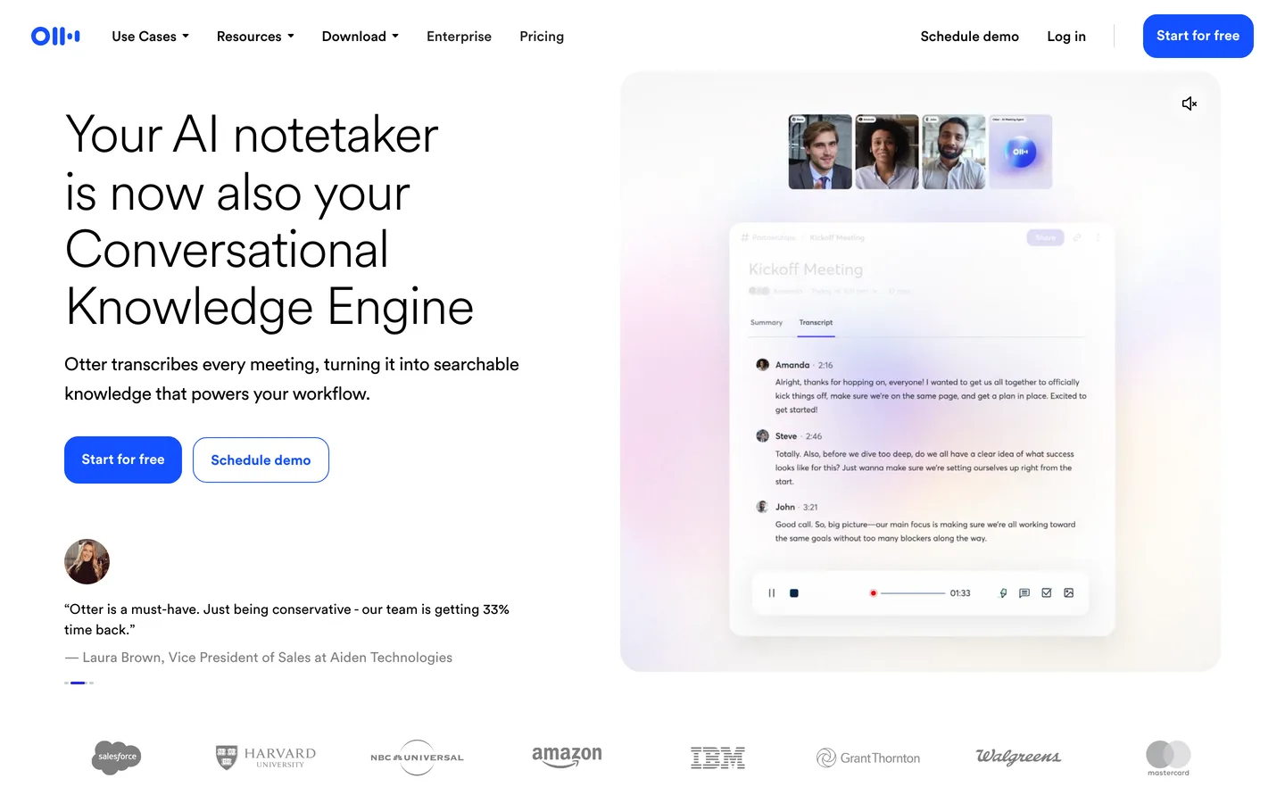 Otter.ai homepage as of August 2026