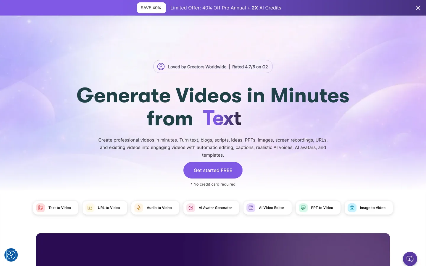 Pictory homepage as of August 2026