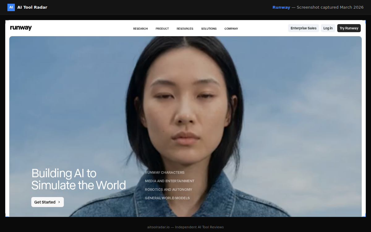Runway homepage as of August 2026